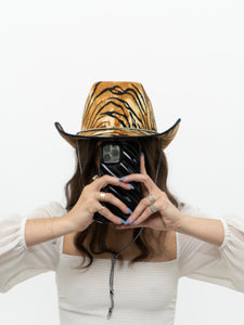 Modern x Fuzzy Tiger Print Cowboy Hat