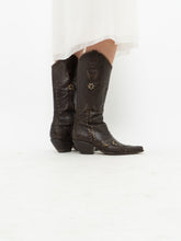 Load image into Gallery viewer, Vintage x BCBG GIRLS Brown Leather Cowboy Boot (6, 6.5W)