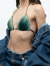 Load image into Gallery viewer, Modern x Teal Rhinestone Bikini Top (XS, S, B-C Cup)