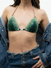 Load image into Gallery viewer, Modern x Teal Rhinestone Bikini Top (XS, S, B-C Cup)