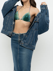 Modern x Teal Rhinestone Bikini Top (XS, S, B-C Cup)