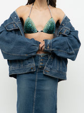 Load image into Gallery viewer, Modern x Teal Rhinestone Bikini Top (XS, S, B-C Cup)