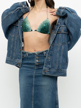 Load image into Gallery viewer, Modern x Teal Rhinestone Bikini Top (XS, S, B-C Cup)