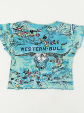 Load image into Gallery viewer, Vintaage x Blue Western Bull AOP Baby Tee (L, XL)