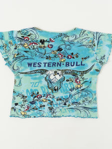 Vintaage x Blue Western Bull AOP Baby Tee (L, XL)