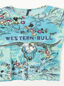 Vintaage x Blue Western Bull AOP Baby Tee (L, XL)