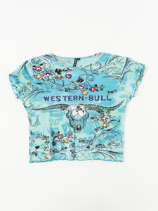 Vintaage x Blue Western Bull AOP Baby Tee (L, XL)