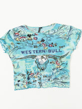 Load image into Gallery viewer, Vintaage x Blue Western Bull AOP Baby Tee (L, XL)