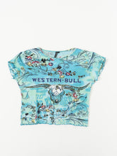 Load image into Gallery viewer, Vintaage x Blue Western Bull AOP Baby Tee (L, XL)