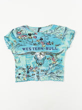 Load image into Gallery viewer, Vintaage x Blue Western Bull AOP Baby Tee (L, XL)