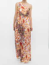 Load image into Gallery viewer, Modern x Pink Floral Satin One-Shoulder Jumpsuit (S)