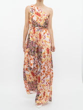 Load image into Gallery viewer, Modern x Pink Floral Satin One-Shoulder Jumpsuit (S)