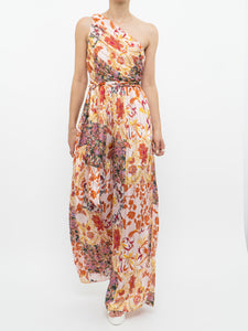 Modern x Pink Floral Satin One-Shoulder Jumpsuit (S)