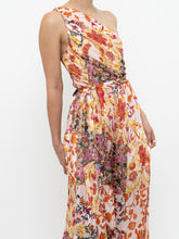 Load image into Gallery viewer, Modern x Pink Floral Satin One-Shoulder Jumpsuit (S)