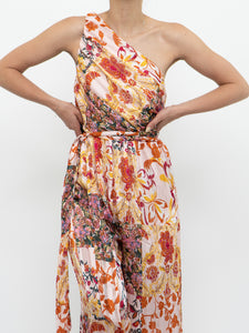 Modern x Pink Floral Satin One-Shoulder Jumpsuit (S)