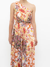 Load image into Gallery viewer, Modern x Pink Floral Satin One-Shoulder Jumpsuit (S)