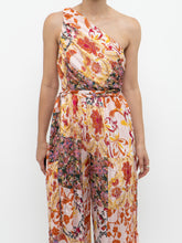 Load image into Gallery viewer, Modern x Pink Floral Satin One-Shoulder Jumpsuit (S)