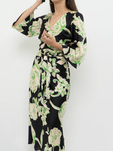 Load image into Gallery viewer, ZARA x Black &amp; Green Floral Satin Dress (XS, S)