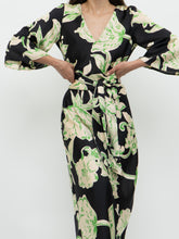 Load image into Gallery viewer, ZARA x Black &amp; Green Floral Satin Dress (XS, S)