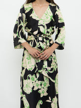 Load image into Gallery viewer, ZARA x Black &amp; Green Floral Satin Dress (XS, S)