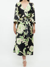 Load image into Gallery viewer, ZARA x Black &amp; Green Floral Satin Dress (XS, S)