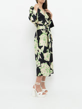 Load image into Gallery viewer, ZARA x Black &amp; Green Floral Satin Dress (XS, S)