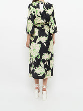 Load image into Gallery viewer, ZARA x Black &amp; Green Floral Satin Dress (XS, S)