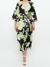 Load image into Gallery viewer, ZARA x Black &amp; Green Floral Satin Dress (XS, S)