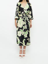 Load image into Gallery viewer, ZARA x Black &amp; Green Floral Satin Dress (XS, S)