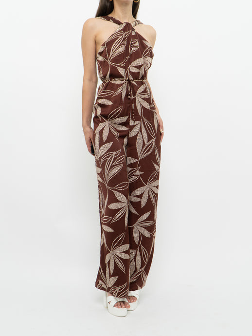 MNG x Brown & White Floral Jumpsuit (XS, S)