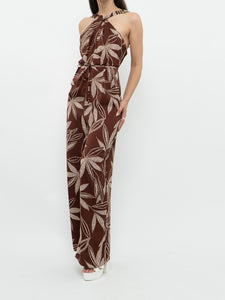 MNG x Brown & White Floral Jumpsuit (XS, S)