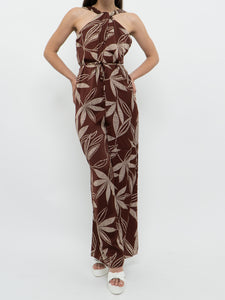 MNG x Brown & White Floral Jumpsuit (XS, S)