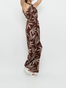 MNG x Brown & White Floral Jumpsuit (XS, S)