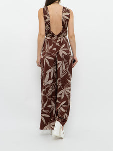 MNG x Brown & White Floral Jumpsuit (XS, S)