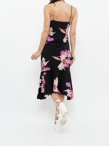 Vintage x BEECHERS BROOK Black & Pink Floral Dress (L)