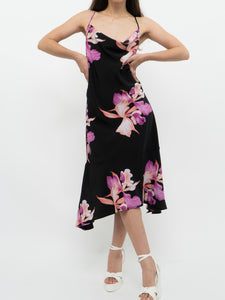 Vintage x BEECHERS BROOK Black & Pink Floral Dress (L)