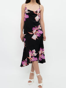 Vintage x BEECHERS BROOK Black & Pink Floral Dress (L)