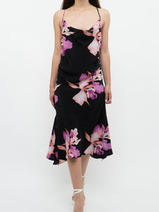 Vintage x BEECHERS BROOK Black & Pink Floral Dress (L)