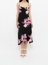 Load image into Gallery viewer, Vintage x BEECHERS BROOK Black &amp; Pink Floral Dress (L)