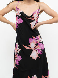 Vintage x BEECHERS BROOK Black & Pink Floral Dress (L)