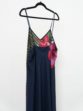 Load image into Gallery viewer, NATORI x Floral Navy Silk-Feel Dress (L, XL)