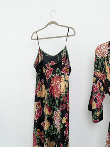 NATORI x Black Floral Robe & Dress Set (L, XL)