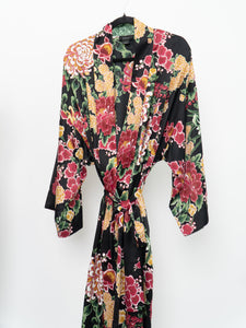 NATORI x Black Floral Robe & Dress Set (L, XL)