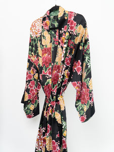 NATORI x Black Floral Robe & Dress Set (L, XL)