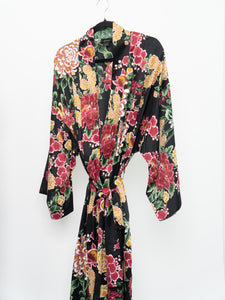 NATORI x Black Floral Robe & Dress Set (L, XL)