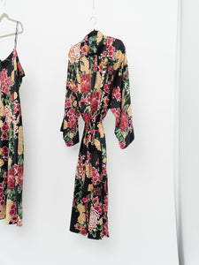 NATORI x Black Floral Robe & Dress Set (L, XL)