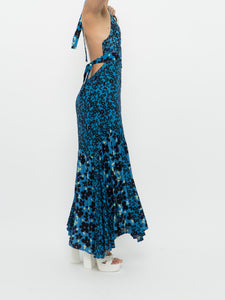 FREE PEOPLE x Blue Floral Button-Up Dress (XS, S)