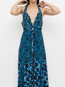 FREE PEOPLE x Blue Floral Button-Up Dress (XS, S)