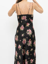 Load image into Gallery viewer, Modern x Made in Morocco x Black Floral Satin Dress (S)