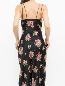 Modern x Made in Morocco x Black Floral Satin Dress (S)